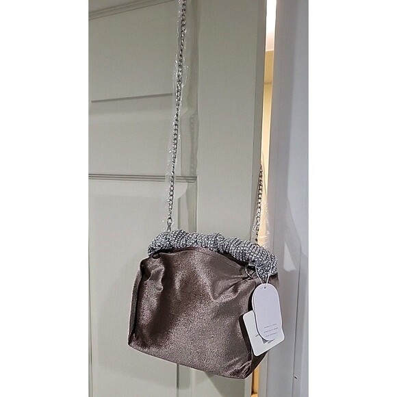 Melie Bianco Estela Taupe Velvet Rhinestone Top Handle Bag - Msrp $68 NWT - Picture 10 of 16